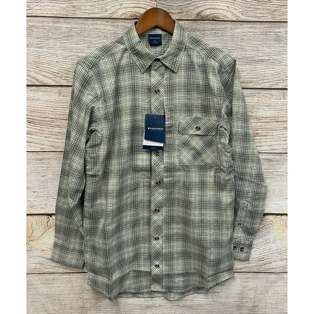 Propper Shirt Mens Small Covert Plaid Hidden‎ Access Fit Button Down New